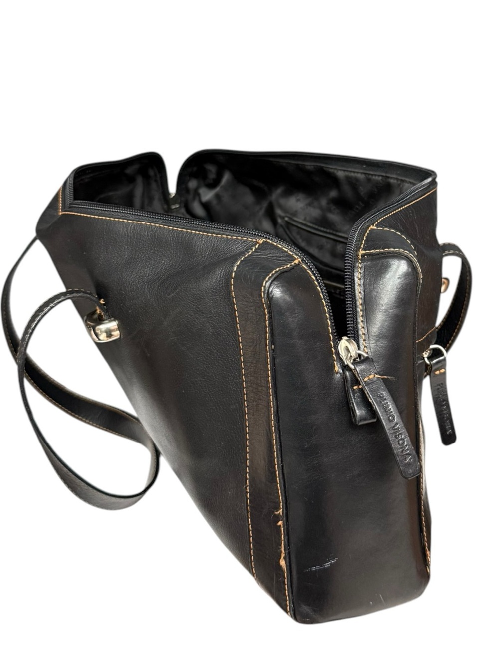 Plinio Visona Black Leather Baguette Shoulder Bag Made in Italy Minimalist - Picture 4 of 17
